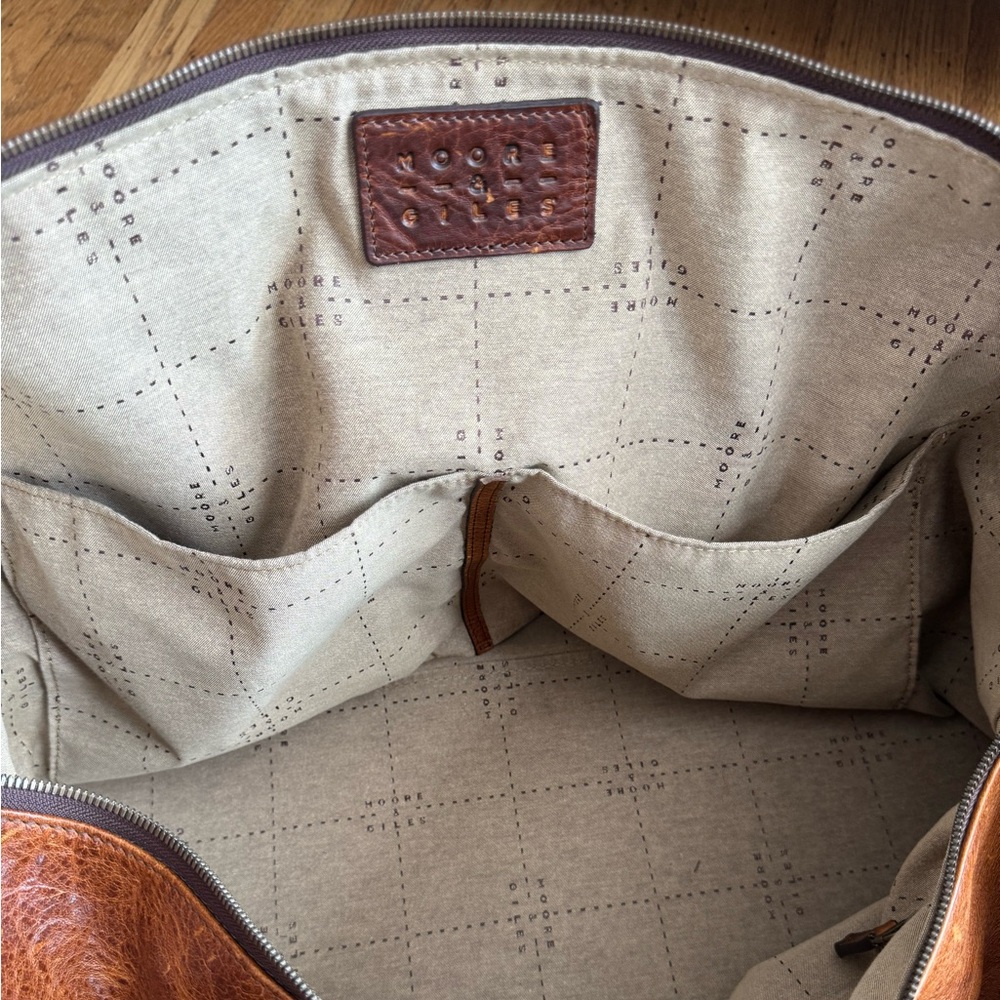 Moore & Giles Brown Leather Benedict Weekend Duffel - Picture 11 of 16